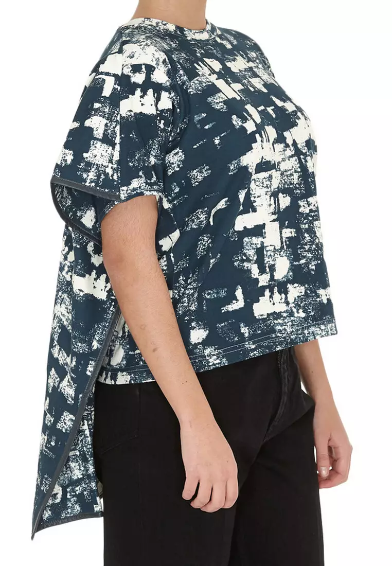 Trade shows All Over Print Flared Sleeves T-Shirt in Navy