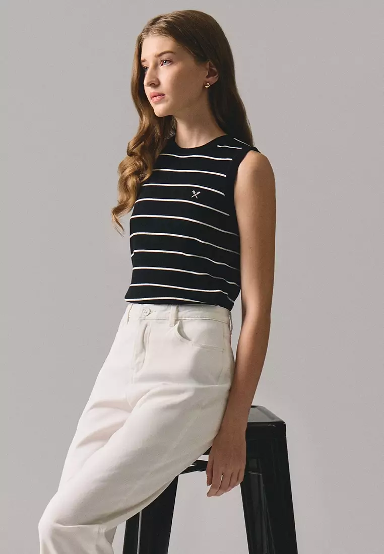 Striped Sleeveless Knit Top