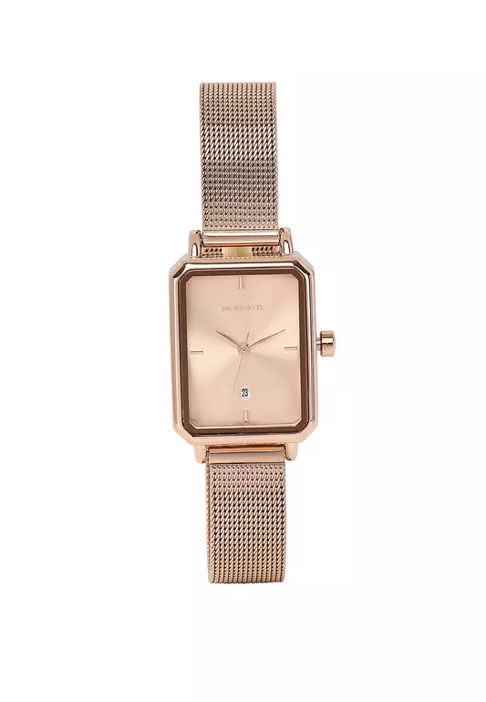 Zarai Rose Gold Mesh Analogue Watch