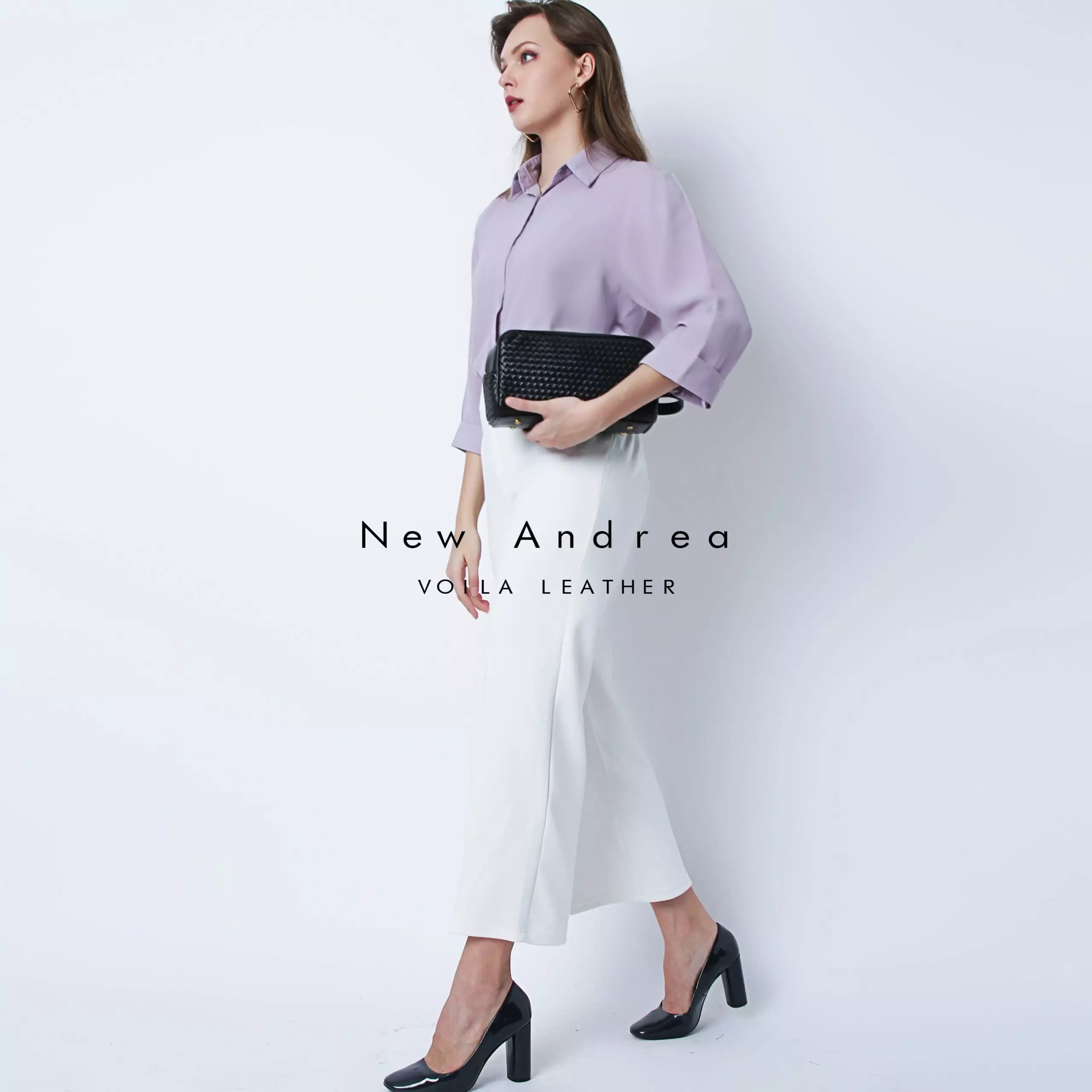 Pouch Anyaman Kulit Asli Voila New Andrea Black