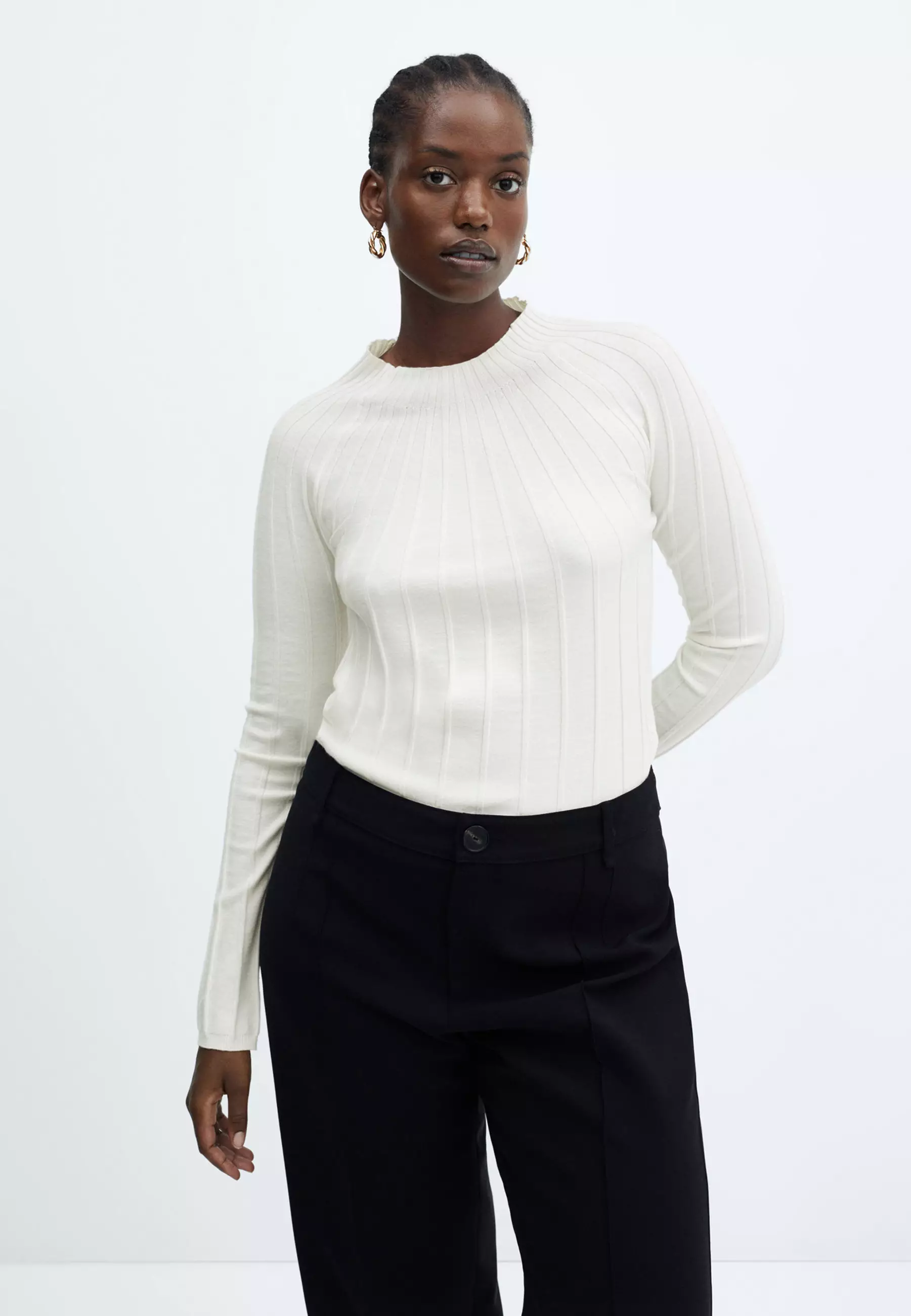 Buy Mango High Collar Ribbed Knit Sweater 2024 Online ZALORA