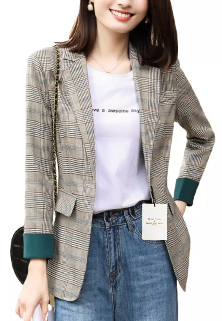 Twenty Eight Shoes Slim Check Blazer YGH-EQ1003
