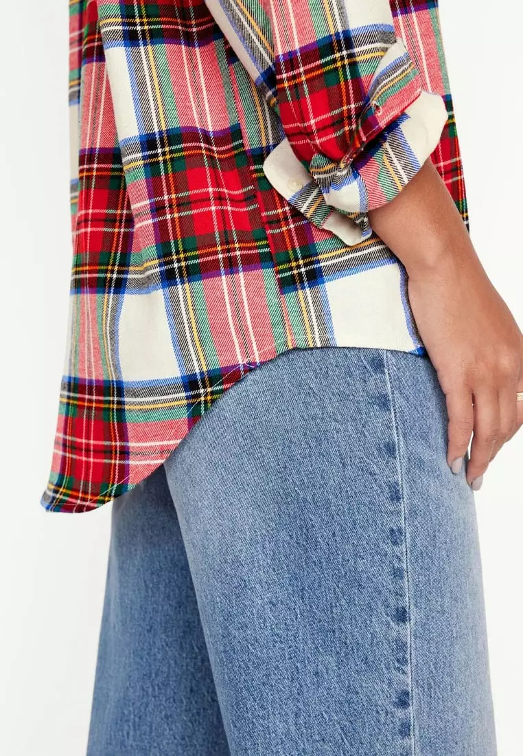 Oversized Flannel Boyfriend Shirt For Women