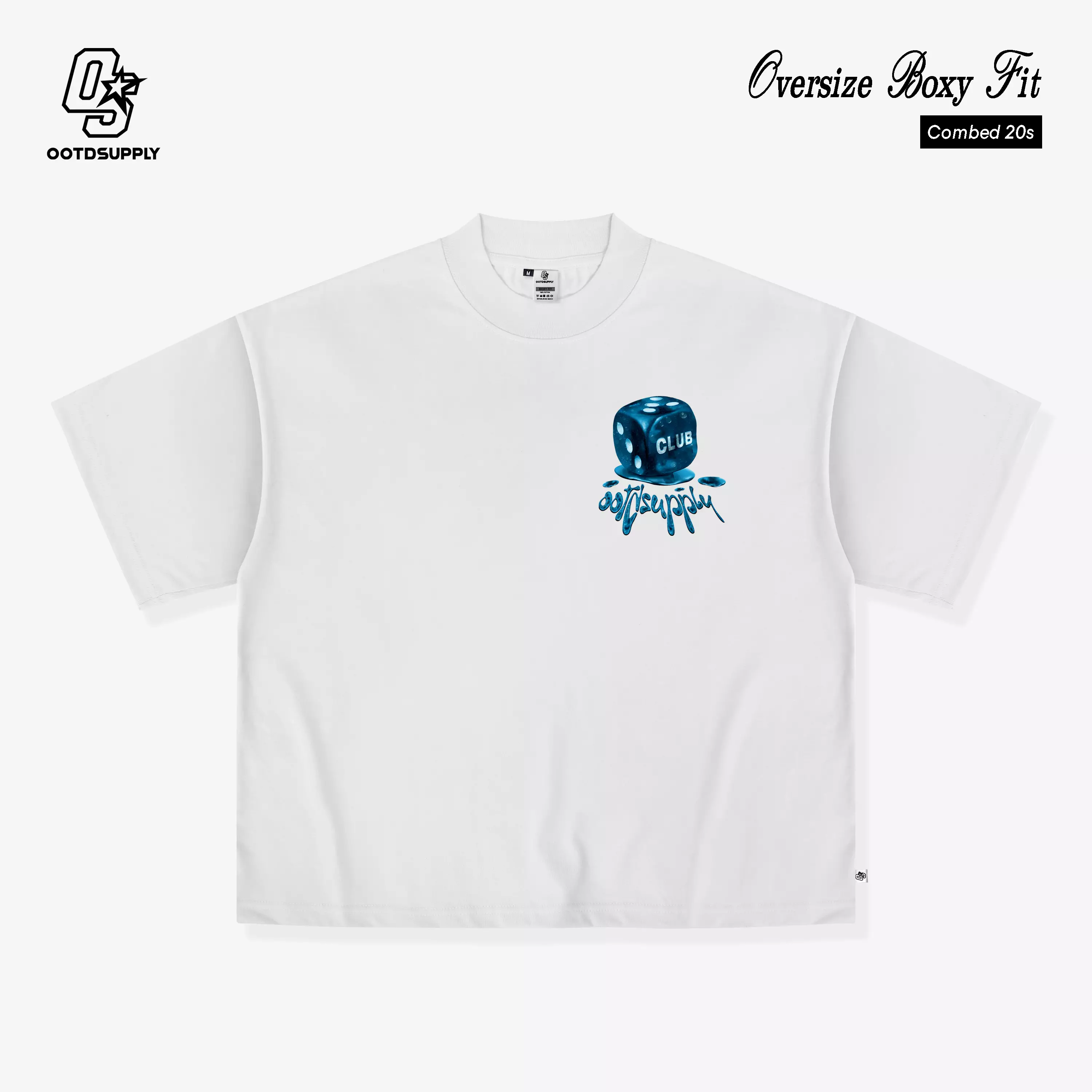OOTDSUPPLY Boxy Fit Oversize Dice Club Black & White l Tshirt Boxyfit l Kaos Boxy OVZBX034
