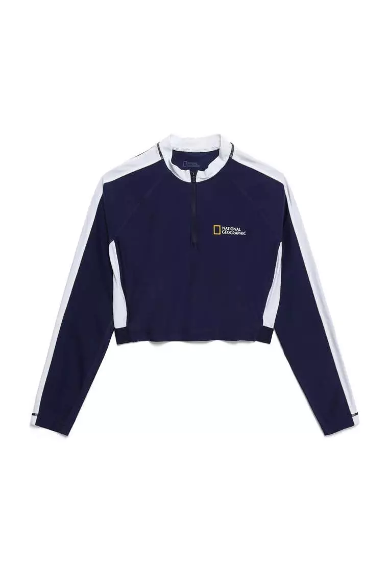 Women’s Color Block Cropped Half Zip Up Rashguard