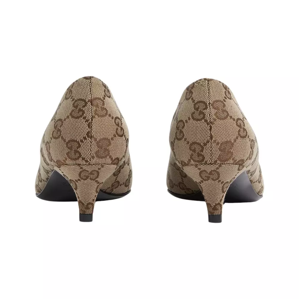 GG Canvas 45 Pump with Horsebit Beige Dark Brown