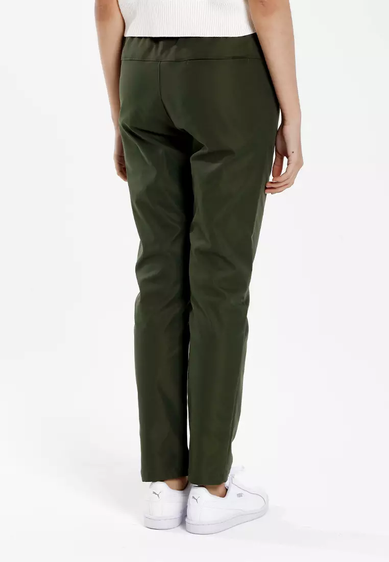 Forest Ladies Plain Elastic Waist Long Pants Women Casual Pants | Seluar Panjang Perempuan - 810503-07DustyGreen