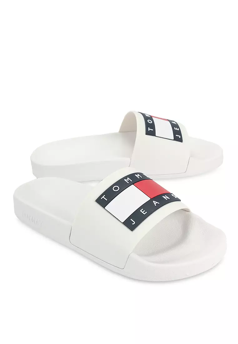 Tommy hilfiger splash sliders white on sale