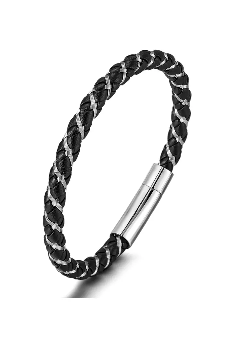 Mens leather top magnetic bracelets