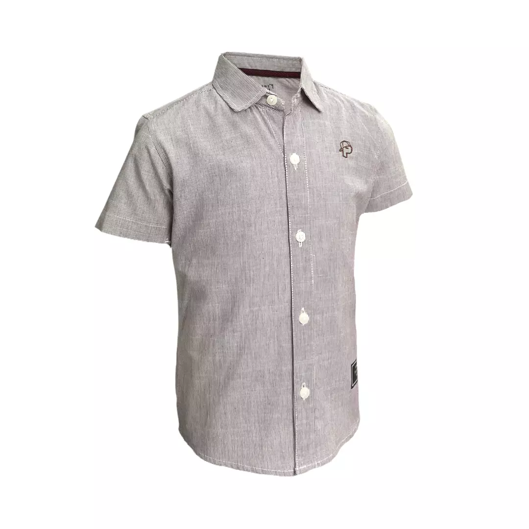 Pingu Kemeja Anak Laki Laki Salur Maroon Pendek 92200529