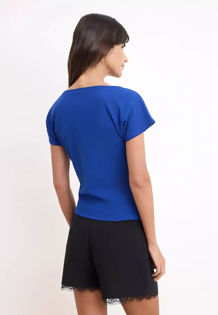 Boat Neck Ruched Top