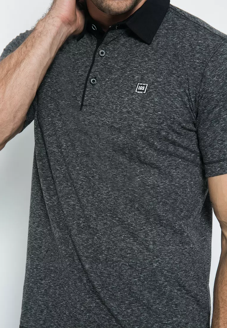 LGS - Slim Fit - Polo Shirt - Corak - Black Collar - Abu - JTS.325.M2589F.01.C