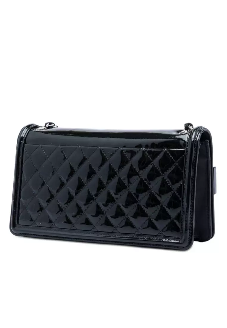 Pre-Loved Chanel Patent And Acrylic Striped Boy Brick Horizontal Flap