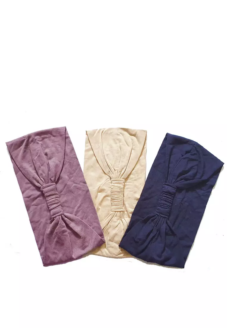 3 in 1 Bandana RayonTaupe, Navy & Skin Tone