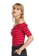 6IXTY8IGHT red Striped Ruffle Off Shoulder Crop Top TP08413 ED613AAC5B90D1GS_2