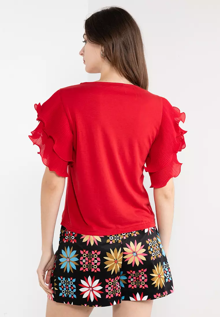 Layered Ruffle Sleeves Top