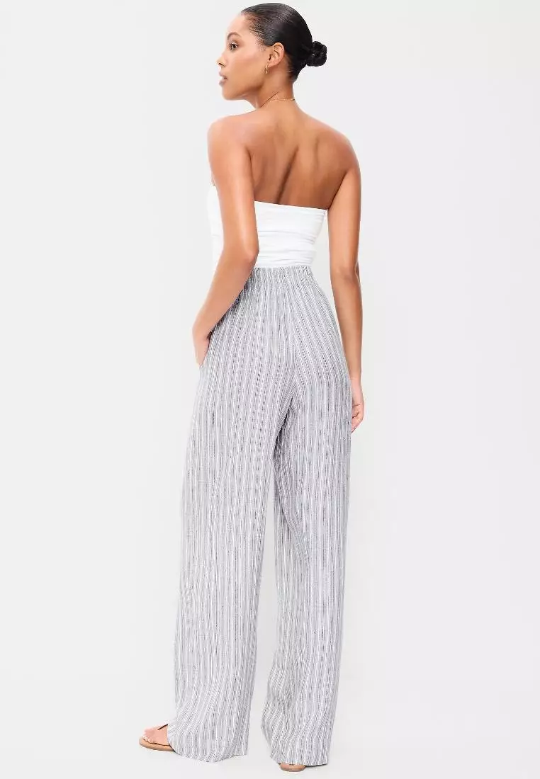 High-Waisted Linen-Blend Super Wide-Leg Pants