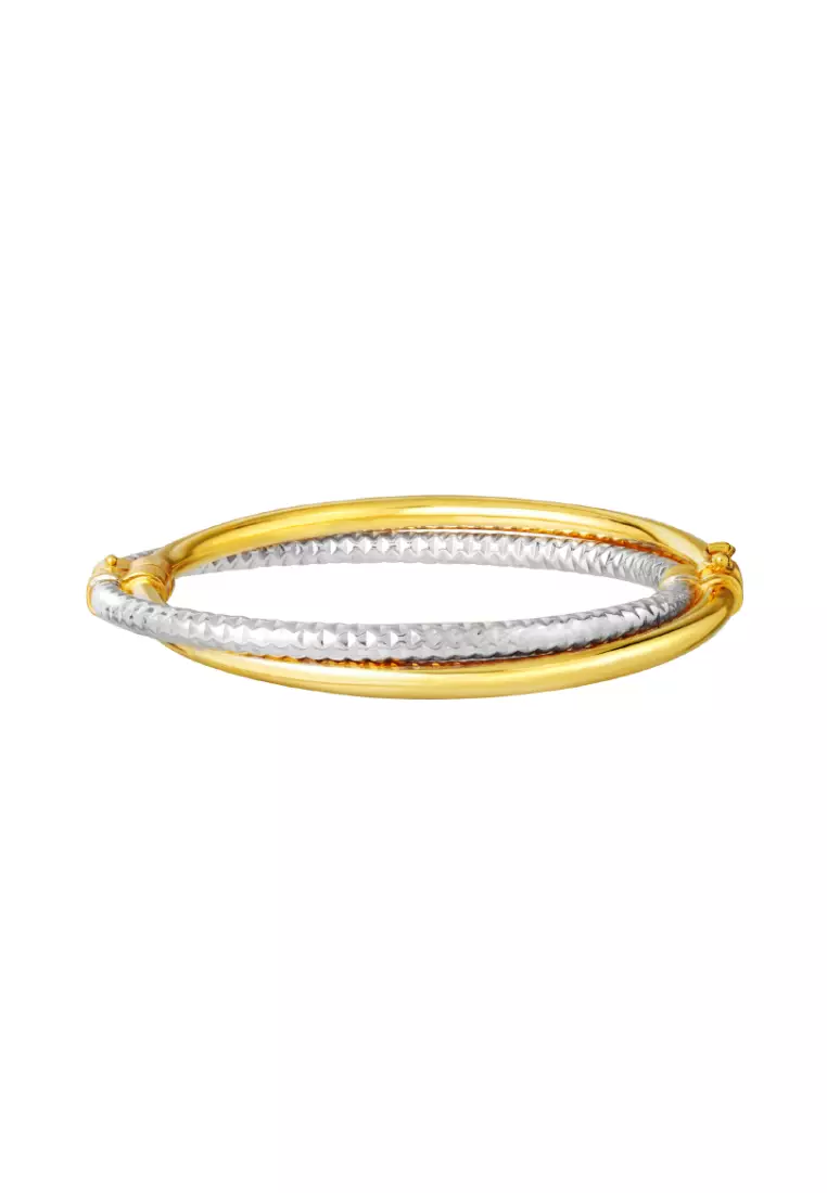 TOMEI Lusso Italia Dual-Tone Criss Cross Bangle, Yellow Gold 916