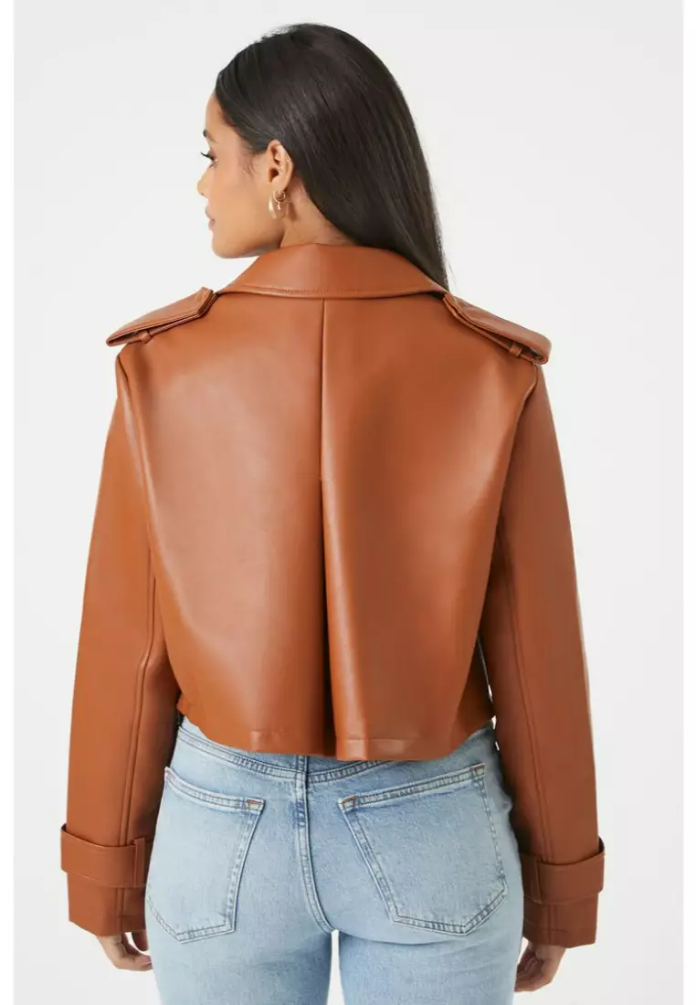 Forever 21 cropped leather jacket online