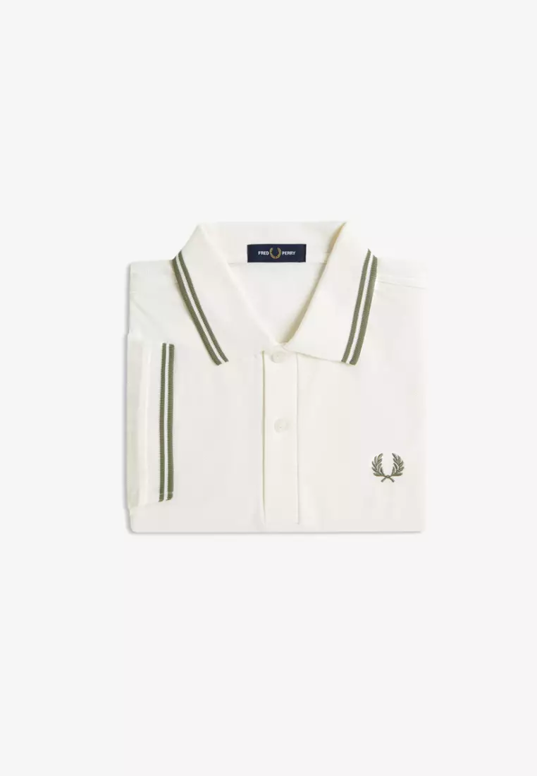 Fred Perry M3600 Twin Tipped Fred Perry Shirt (Light Ecru / Olive Mint / Olive Mint)