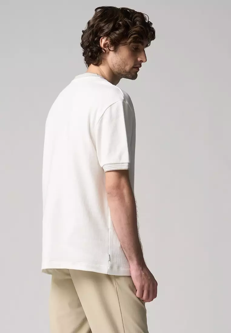 Regular Fit T-Shirt With Multiple Contrast Tipping Detail In Textured Knit