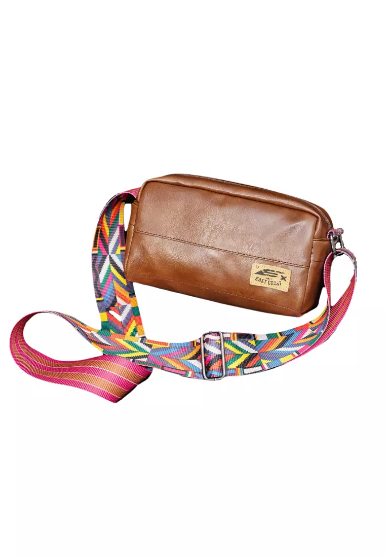 Lara Unisex Colored Strap Messenger Crossbody Couple Bag With Retro Tag