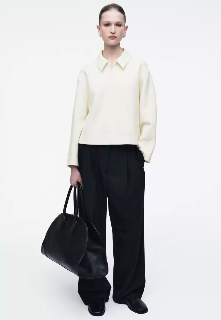 Boiled-Wool Zip-Up Cardigan