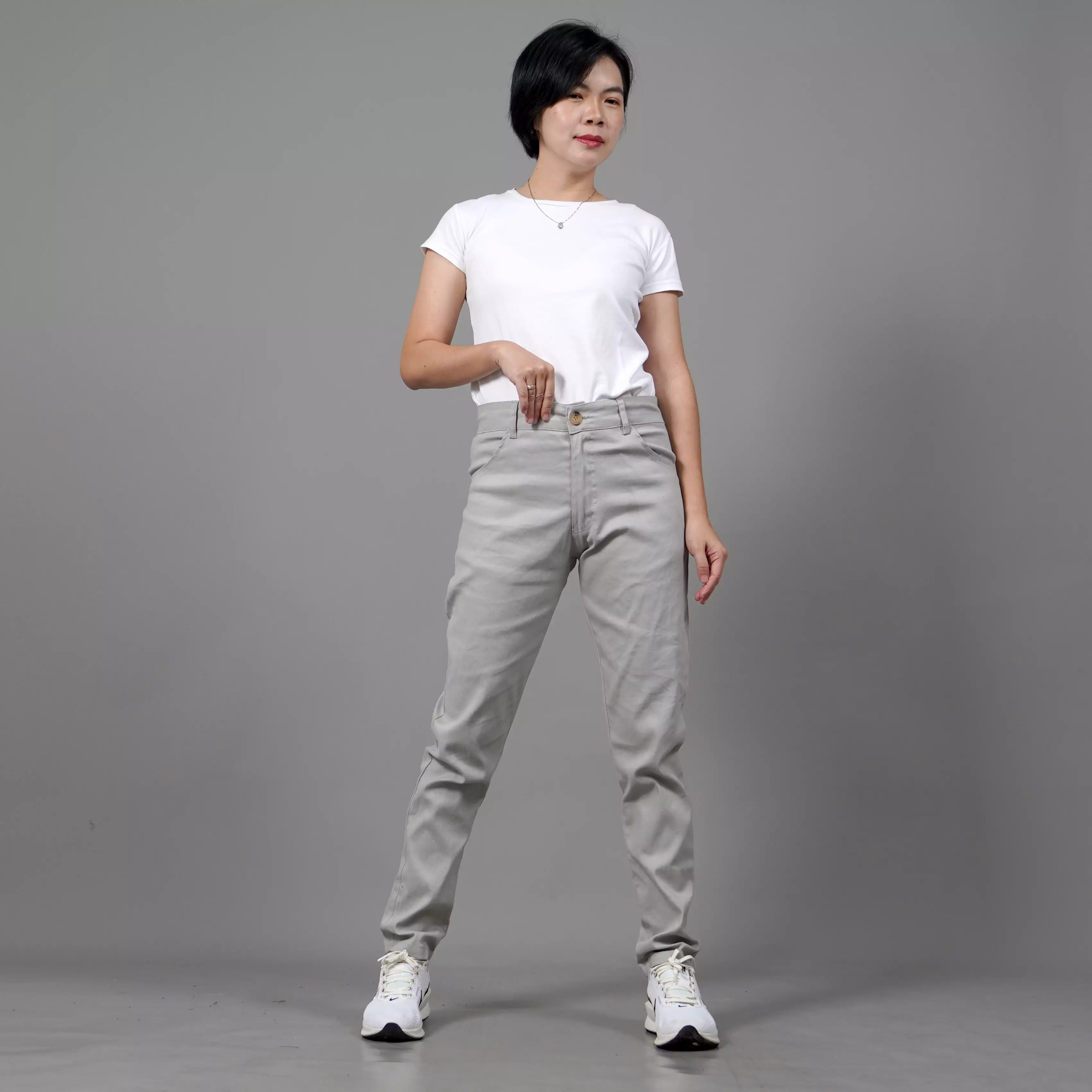  JAVIRE Celana Panjang Casual Wanita Celana Chino Wanita Celana Chinos - BEIGE
