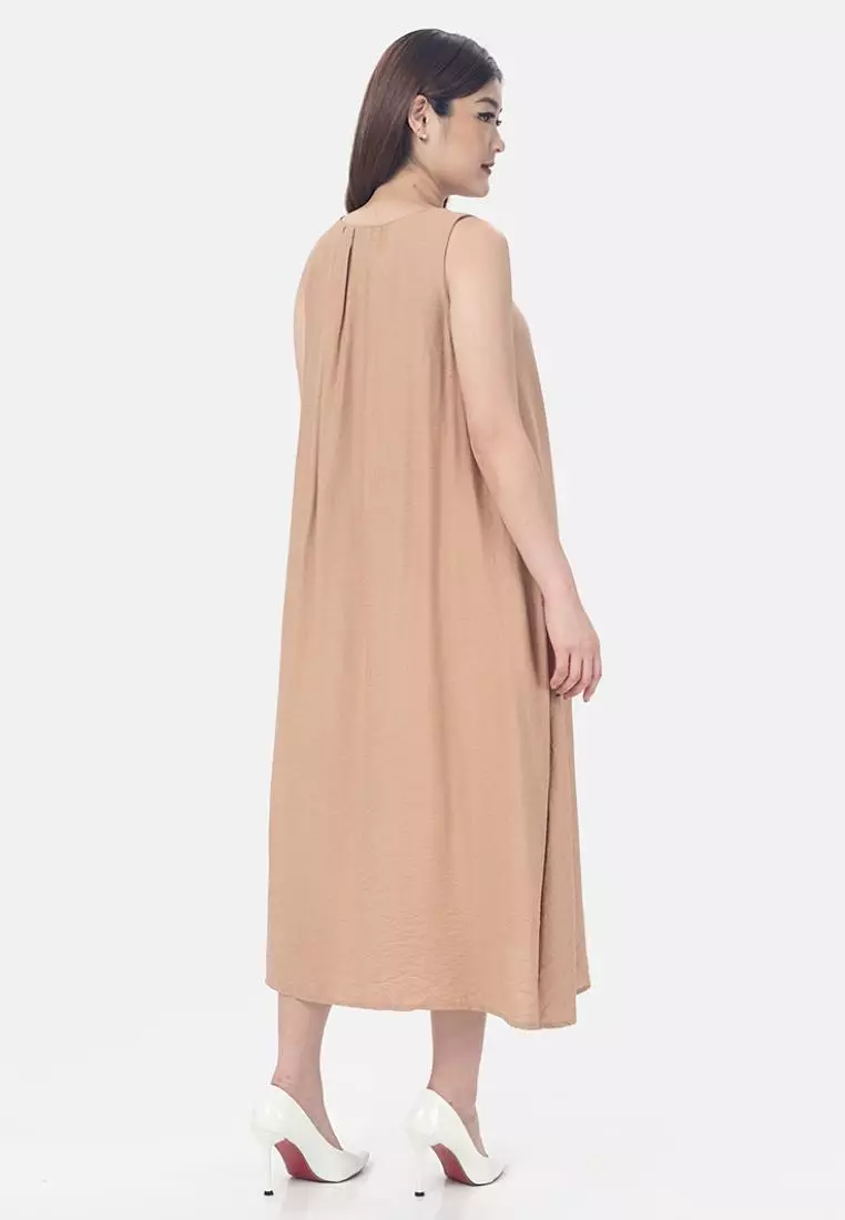Caroline Midi Dress in Beige