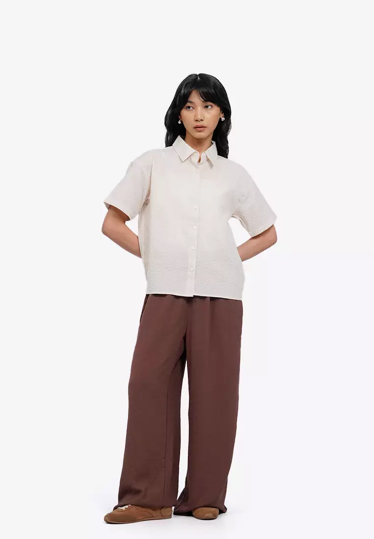 Textured Wide Leg Pants