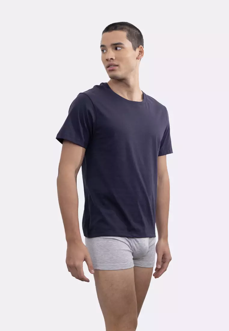 Mens Navy Blue Round Neck T-Shirt