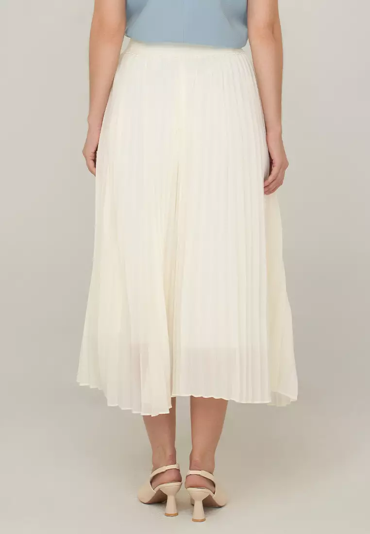 Ambherlynn A-Line Pleated Skirt  with Elastic Waist Band