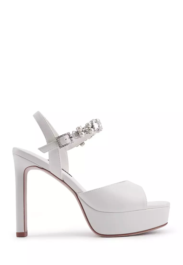 Discount on Nine West  shoes - SKU: Justine2 Heeled Sandals White