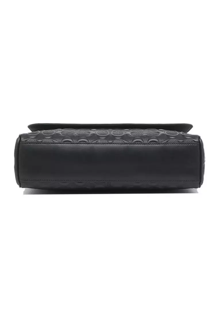 Houston Map Bag In Signature Leather 4006 Black