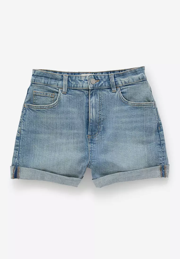 高腰經典彈性牛仔短褲