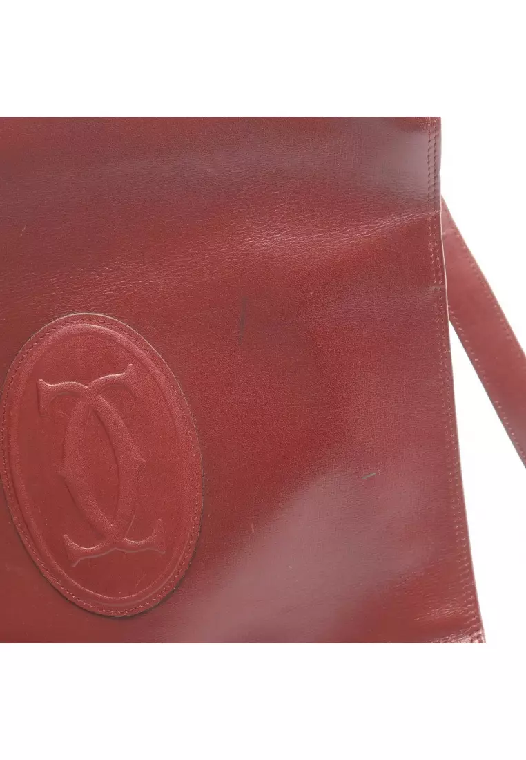 Pre-Loved Cartier mast line Shoulder bag leather Bordeaux