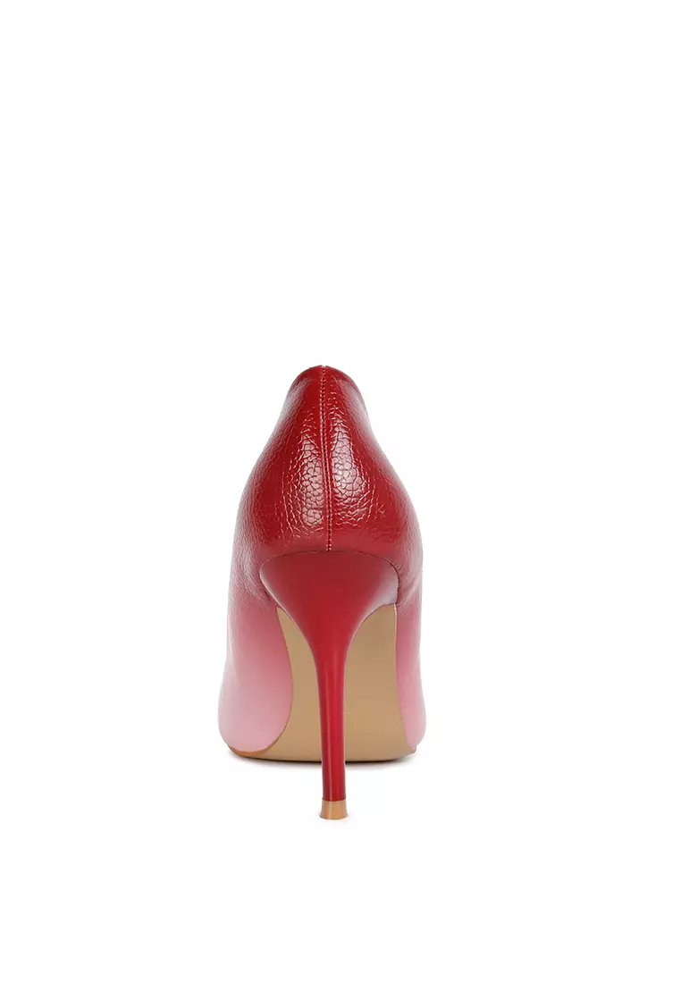Red leather on sale pumps mid heel