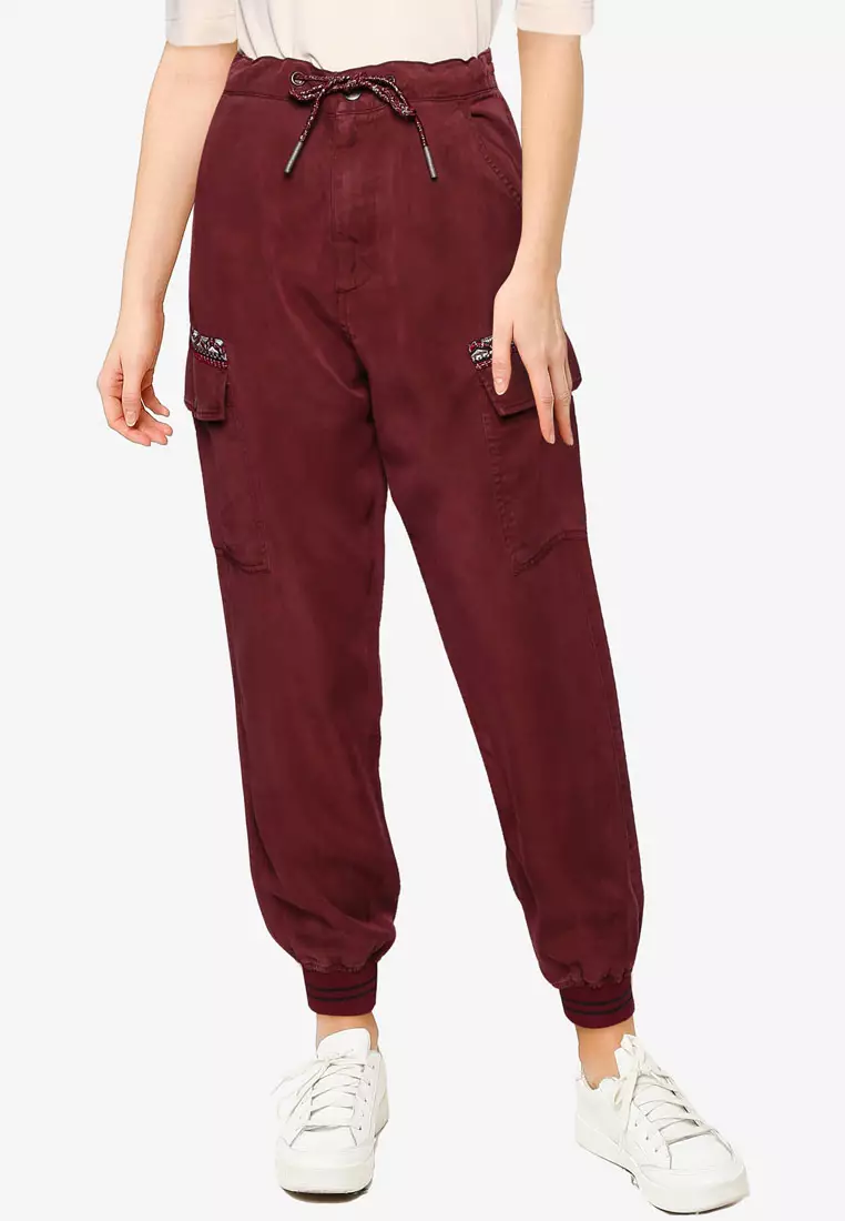Red cargo joggers cheap