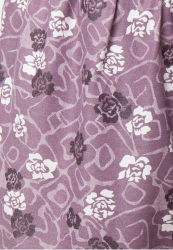 Sleepwear Purple Flower Printed with 3/4 pajamas