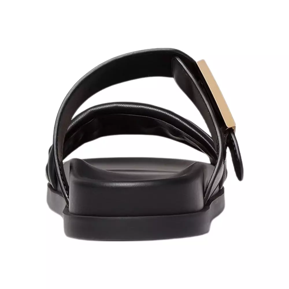 Jual FENDI Feel Double-Band Flat Slides Nappa Leather Black