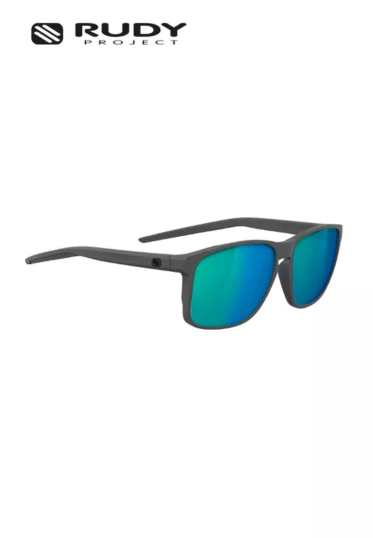 Overlap Eyewear in Charcoal Matte - Multilaser Aqua Lens