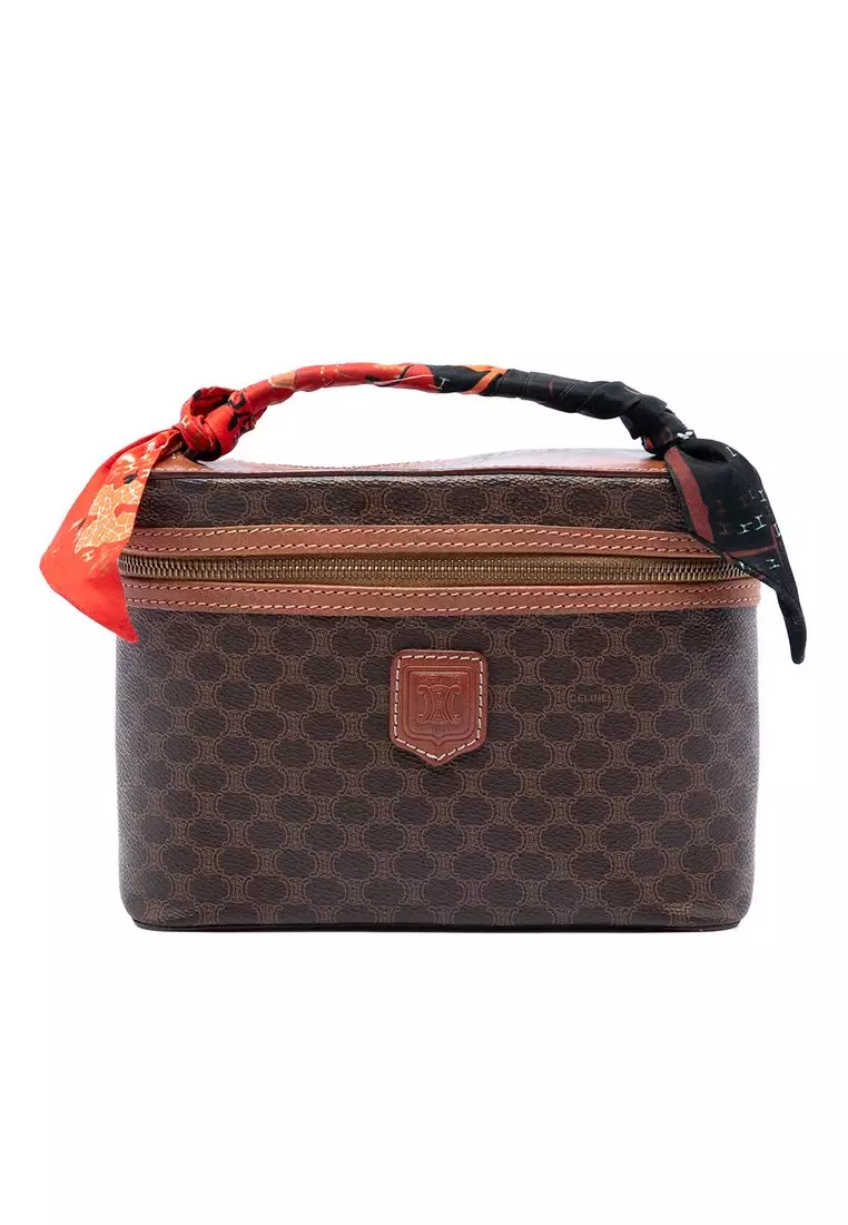 CELINE Pre-Loved Celine Macadam Coated Canvas Vanity Bag 2026