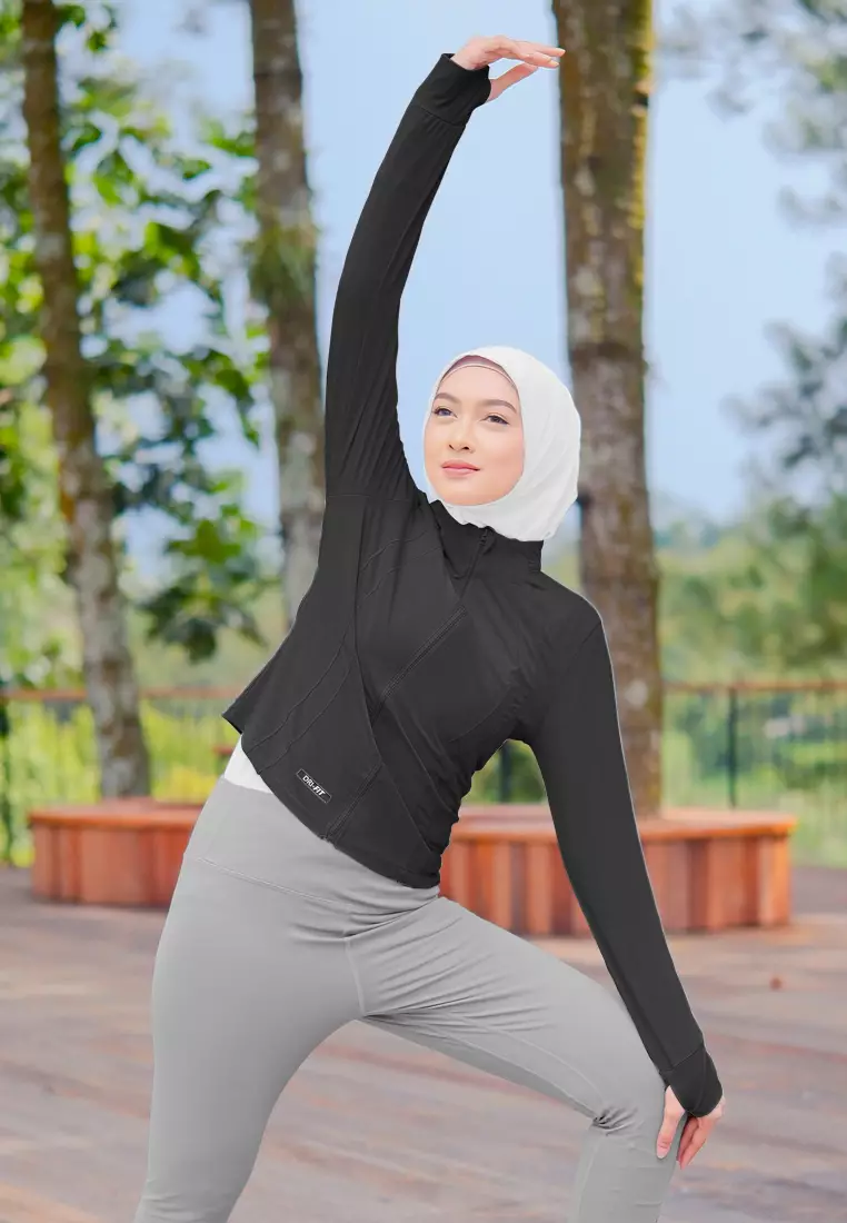 Zelena - Cleo Dryfit Jacket | Jaket Olahraga Wanita Slim Fit - Black