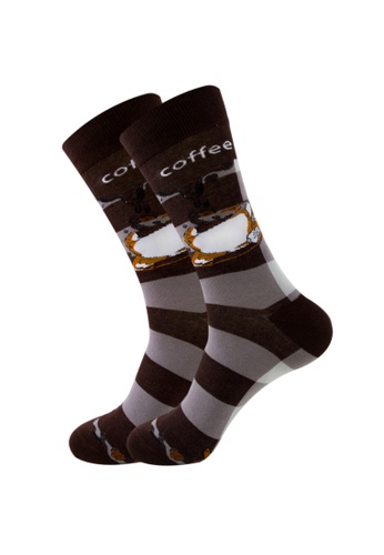 Kings Collection black Coffee Pattern Cozy Socks (EU38-EU45) HS202307 65777AAF1CB0B3GS_1