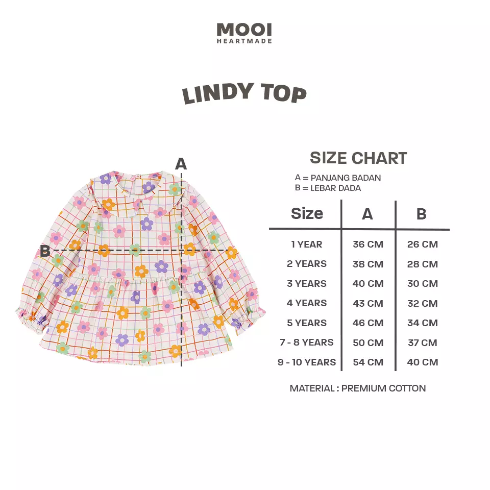 Mooi Atasan Anak Perempuan Lindy Top - Light Ivory