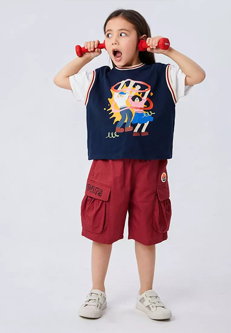 Graphic Printed Cargo Shorts With Double Pockets