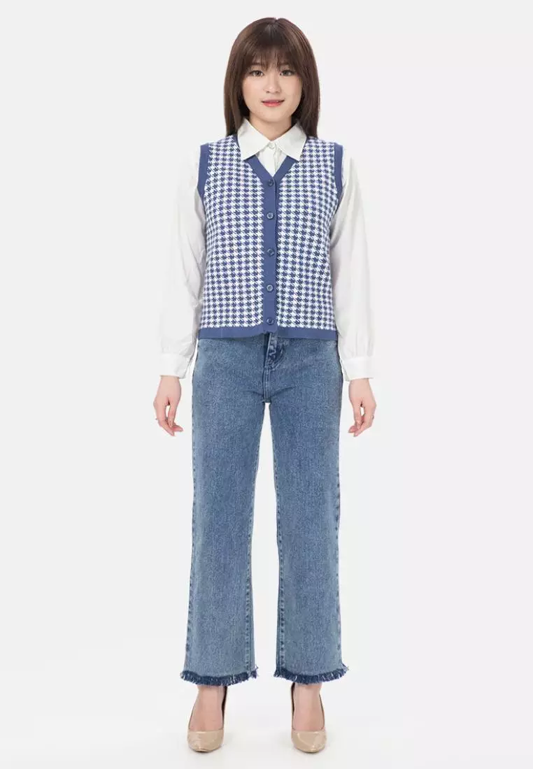 Hazel Vest Knit in Blue