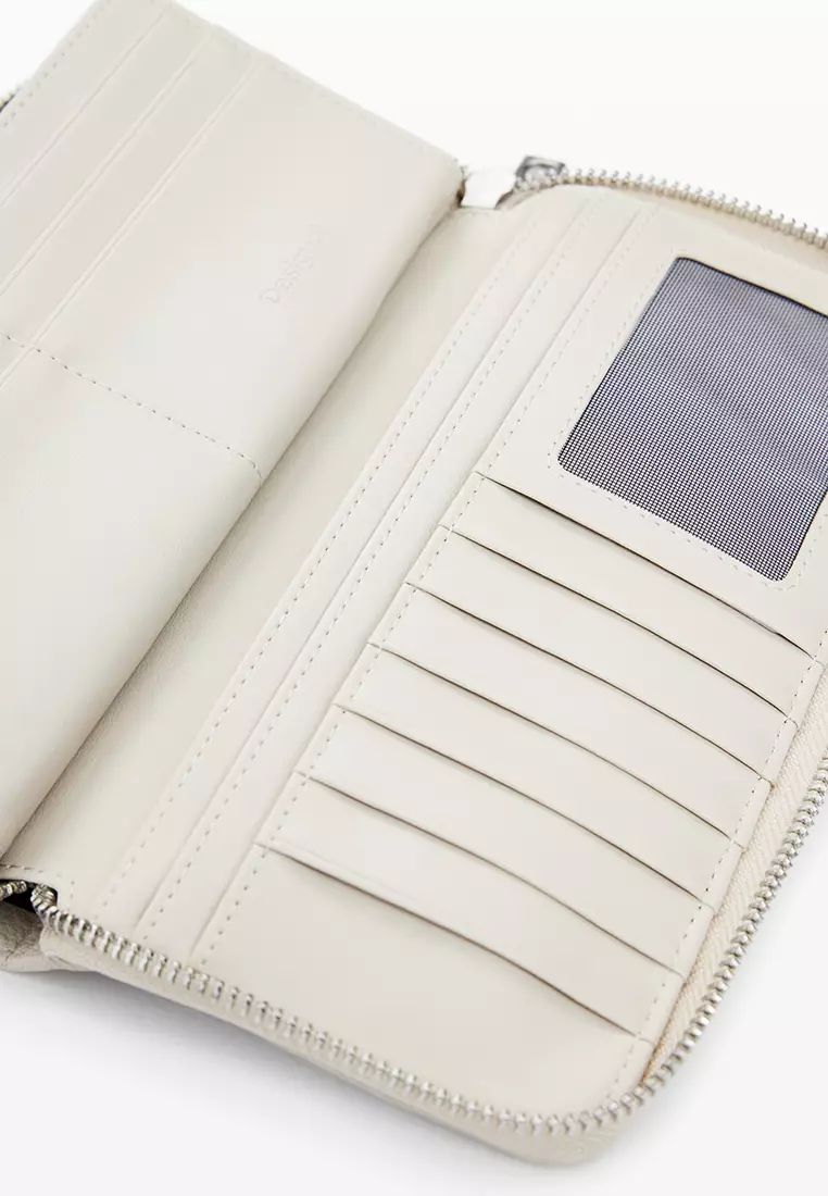 Large faux leather studded wallet