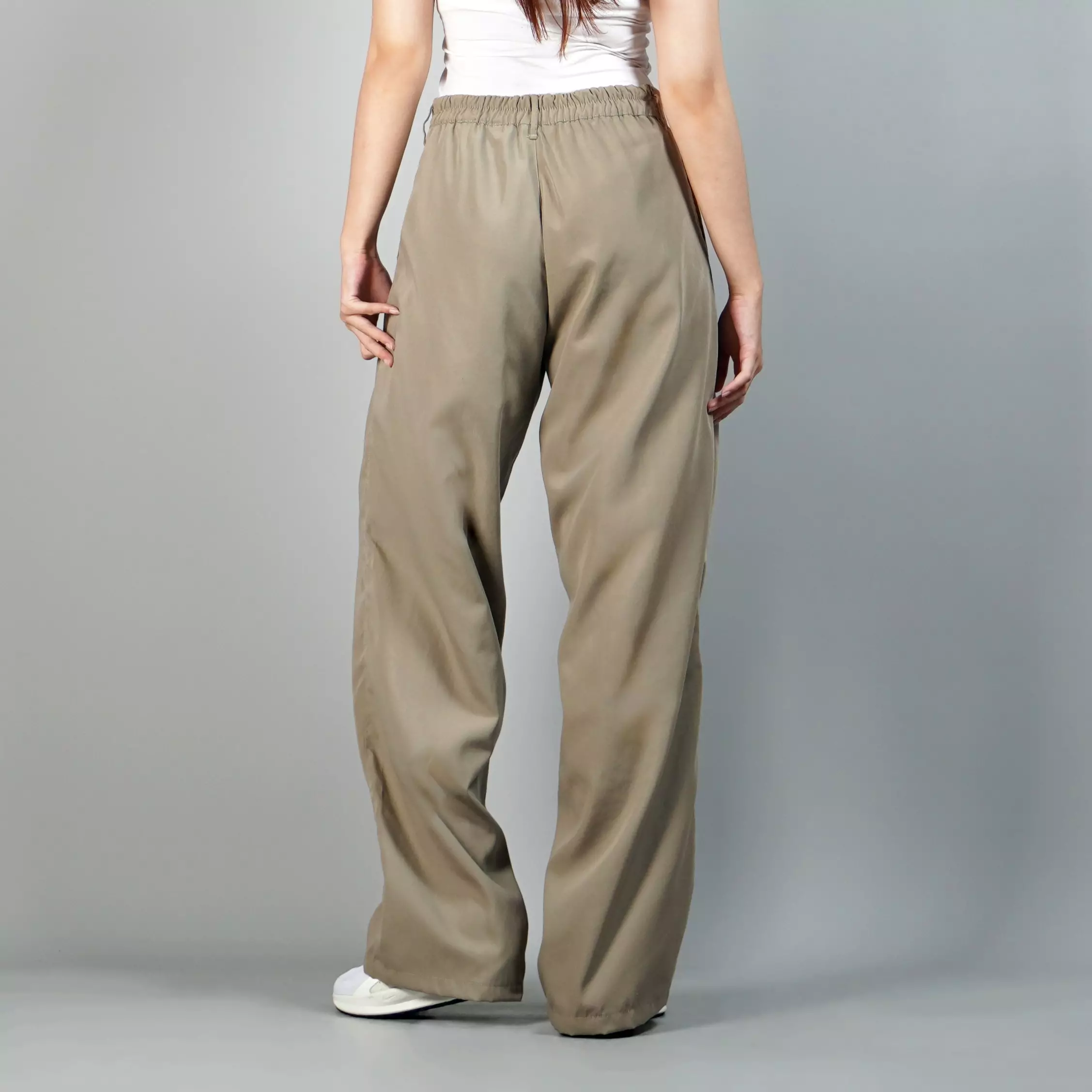 KORY Women Loose Pants For Women Celana Panjang Loose Fit Wanita - BEIGE
