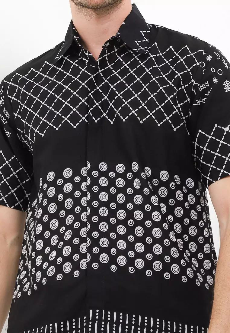 Jaring Kemeja Batik Exclusive Premium Pria Casual Modern Lengan Pendek